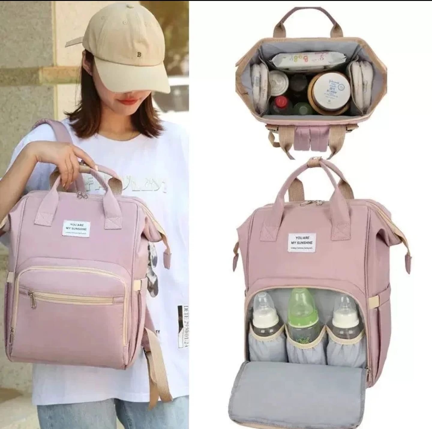 Large Capacity Mummy Bag Multi-function Waterproof Outdoor Women Backpack Nursing Bag for Baby Care