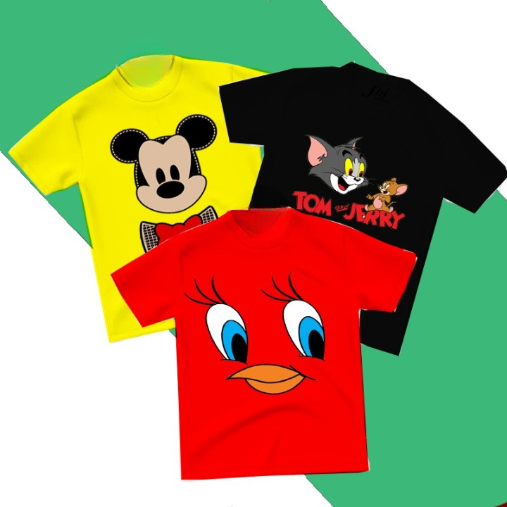 Pack Of 3 Kid Summer T-shirt Looney Tunes Tweety  Face T-Shirt